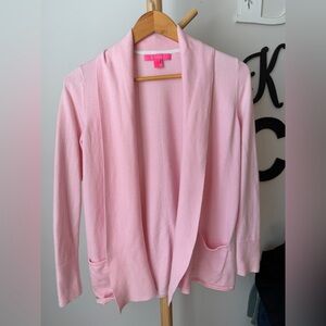 Lilly Pulitzer Open Cardigan Pink Cashmere Blend Long Sleeve Sweater Size Small
